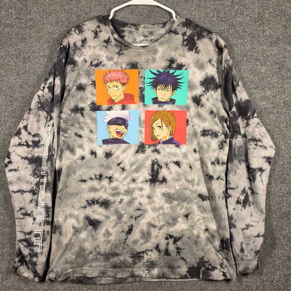 Jujutsu Kaisen T Shirt Mens Medium Tie Dye Anime Graphic Tee Long Sleeve